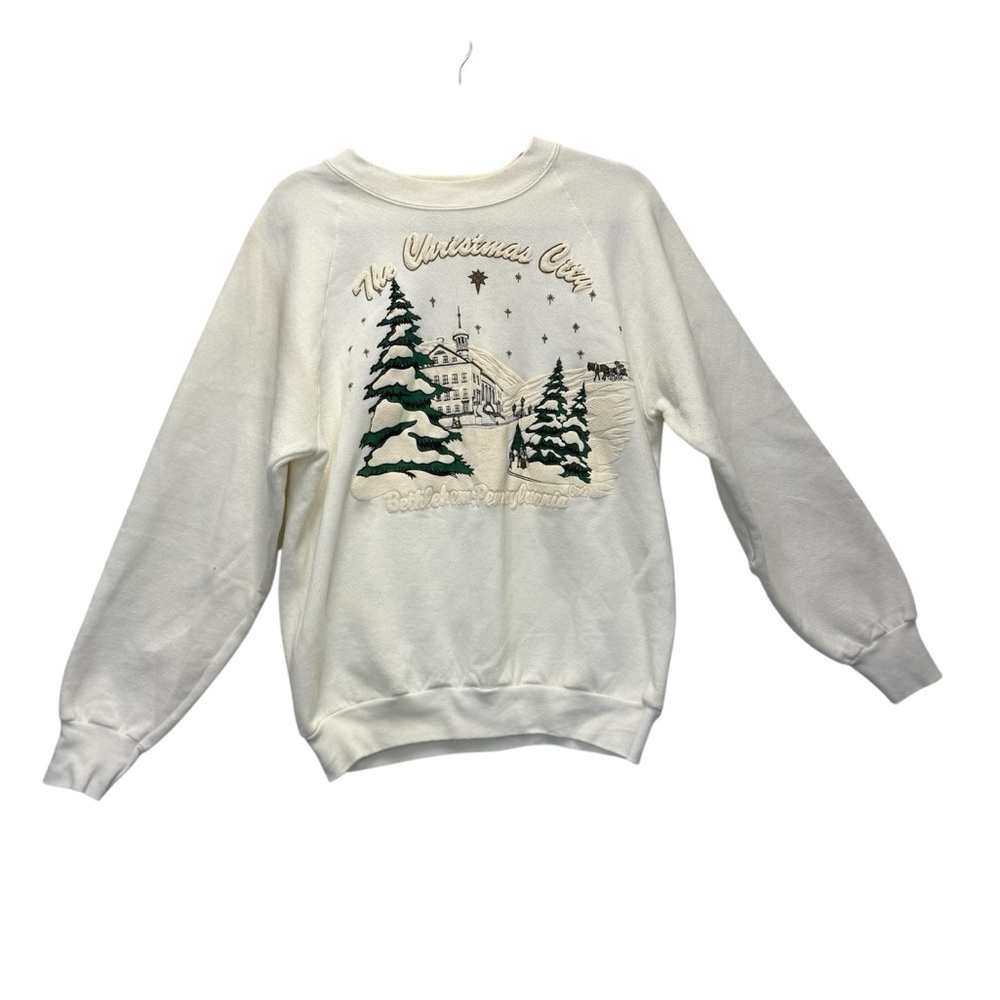 Vintage The Christmas City Bethlehem, Pennsylvania 3D Graphic Sweatshirt Large